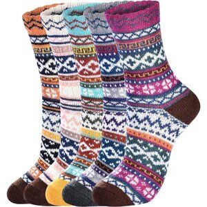 Wool Socks for Women - 5 Pairs Wool Socks Soft Womens, Winter Hiking Sock Warm